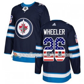 Winnipeg Jets Blake Wheeler 26 Adidas 2017-2018 Navy Blauw USA Flag Fashion Authentic Shirt - Mannen